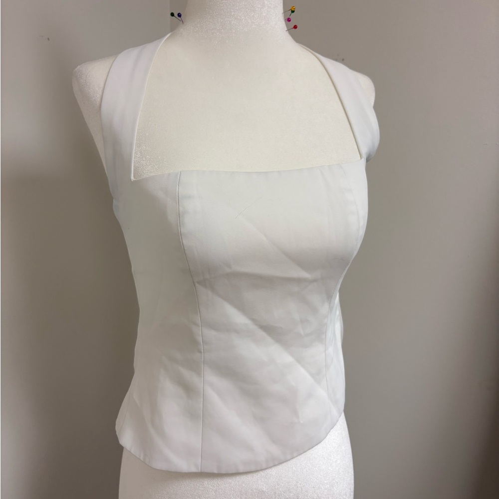 Square-Neck White Halter Camisole